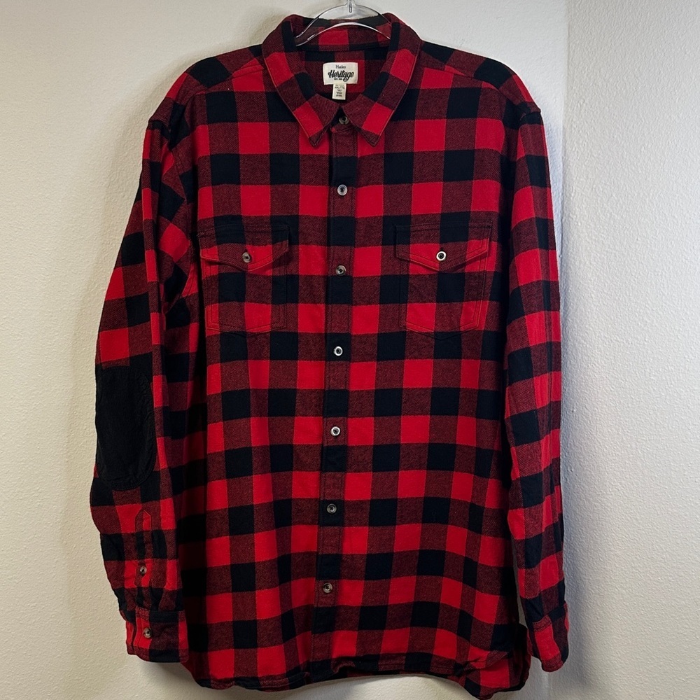 Hatley Heritage Red Black Buffalo Plaid Men's Flannel Shirt Size XXL